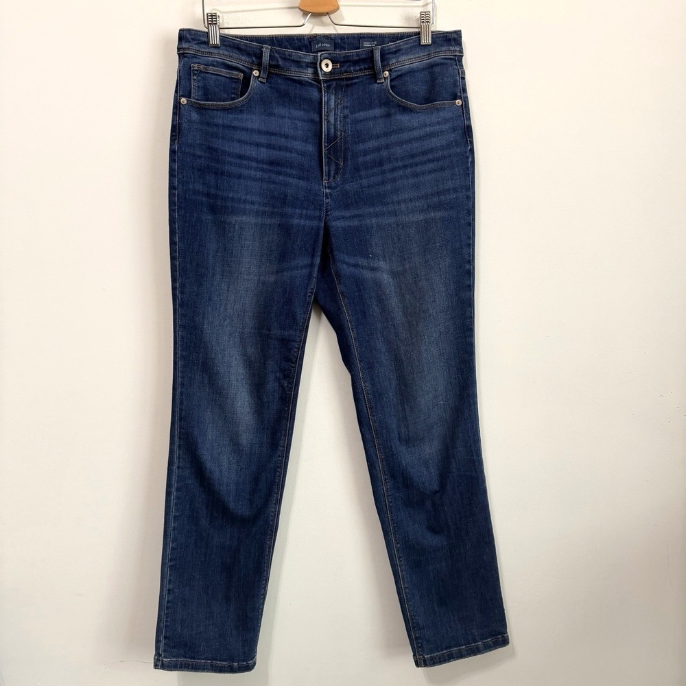 J Jill Denim High Rise Straight Leg Jeans‎ 12R Blue 34x30 Stretch Zip Casual